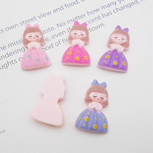 Miniatura 6 de 20 piezas de adornos de princesas de resina Kawaii para niñas, cabujones para manualidades, álbumes de recortes, decoración de arte para