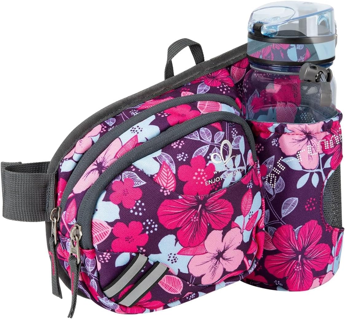 Waterfly Waist Fanny Pack, Waist Pack with Bottle Holder Water Repellent Bum Bag Dog Walking Waist Bag
