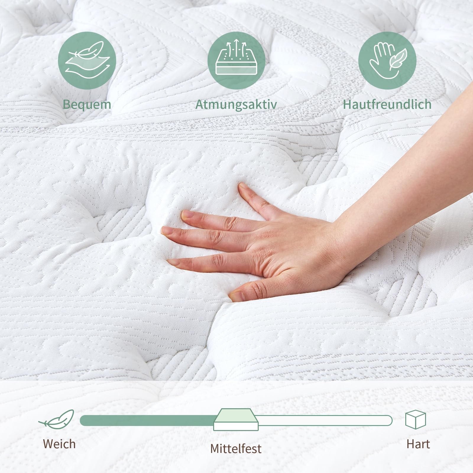 SZsuilong Matratze 200x200 H3 Höhe 25cm mit Komfortschaum,7 Zonen Taschenfederkernmatratze Ergonomische,Federkernmatratze für Erwachsene Öko-Tex Zertifiziert & CertiPUR Zertifiziert