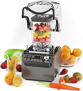 Commercial Blender 70oz 3.5 hp 5 Programmable Function,Quiet Blender with Digital Waterproof Touchpad and Quiet Sound Enclosure - 120V