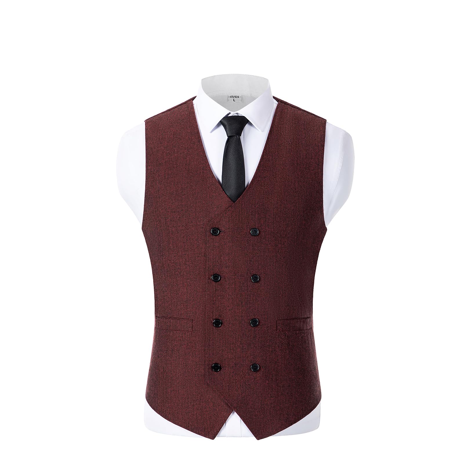 Solovedress Herren Jahrgang Anzug Weste Zweireihig Wolle Tweed Weste für Hochzeit Groomsmen