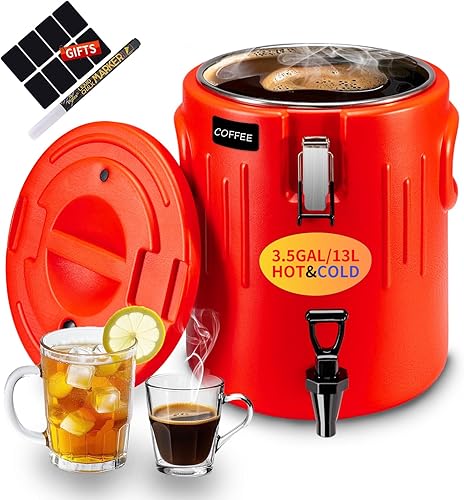 Miniatura 9 de Dispensador de bebidas aislado de 2 galones, dispensador de bebidas calientes y hielo con espita a prueba de fugas, jarra de agua interior de acero
