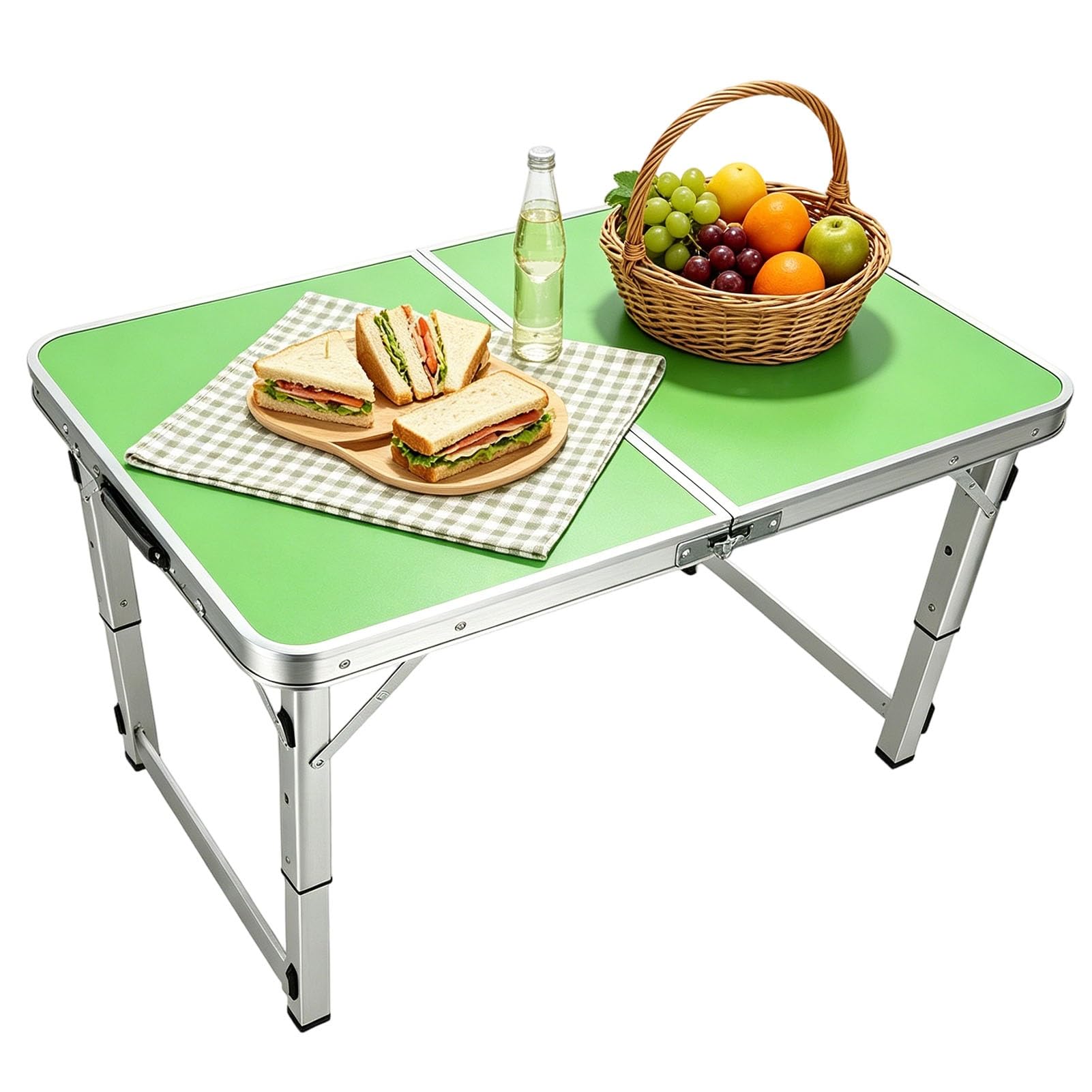 Tavolo pieghevole in alluminio 70-180cm Tavolo pieghevole resistente campeggio picnic feste tavolo pranzo portatile per esterni interni banco lavoro verde la preparazione degli alimenti(Green,70cm)