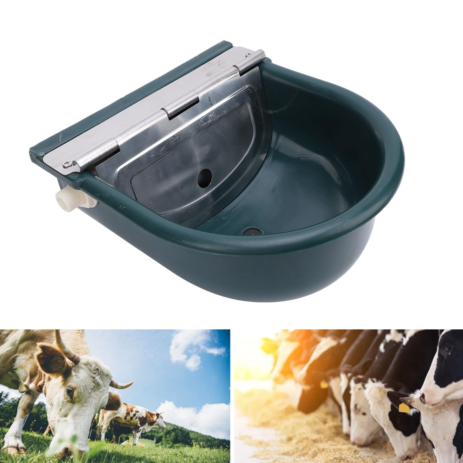 SIXRUN Ciotola Automatica per Acqua Potabile per Animali, Abbeveratoio in Acciaio Inossidabile ABS per Bestiame di Mucca, Capra, Cavallo, Forniture per Animali Domestici, Distributore (verde scuro)
