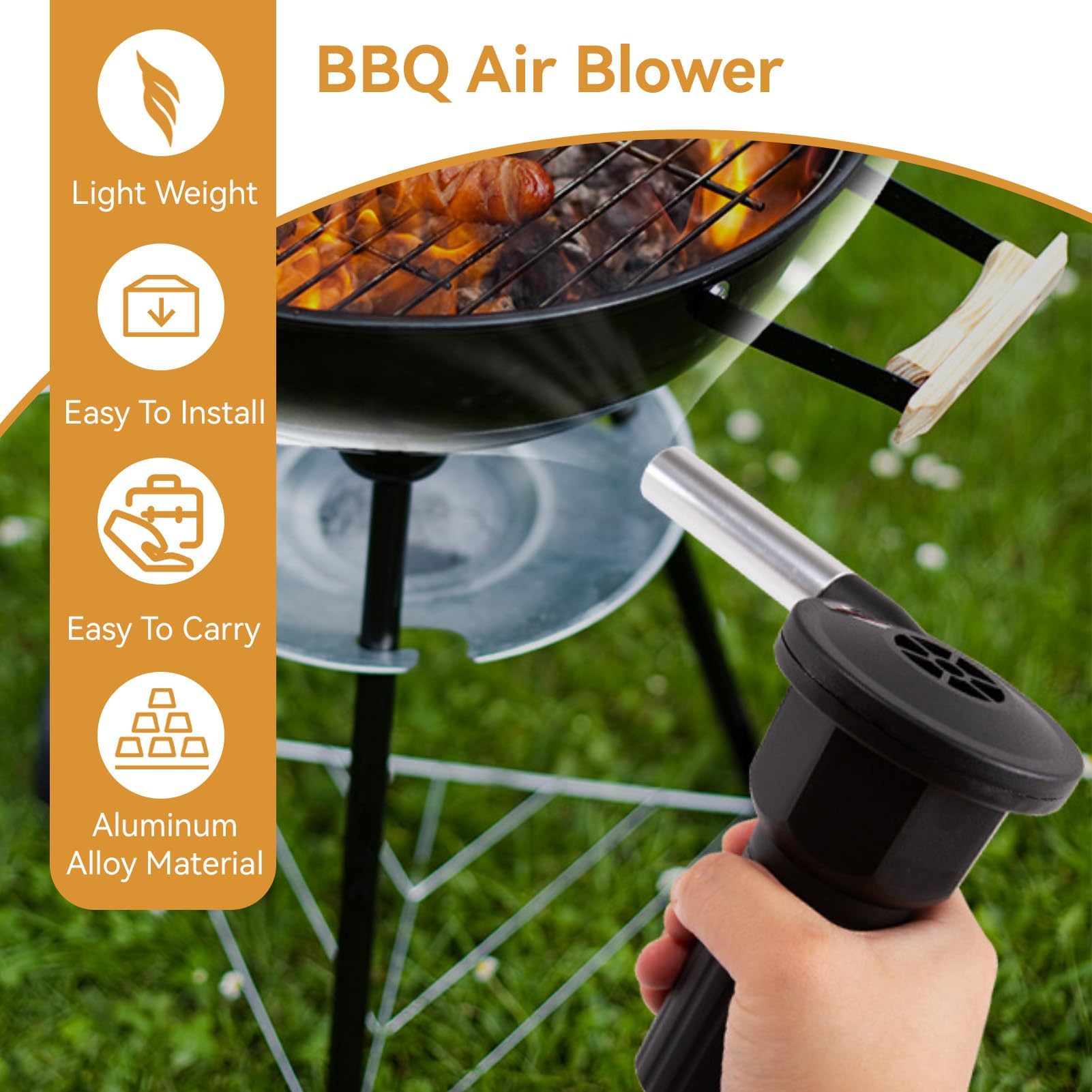 Soplador portátil para fuego, bomba de aire eléctrica para barbacoa, Fuelle para chimenea, soplador de aire para barbacoa soplador fuelle de mano para acampada y encendido de carbón