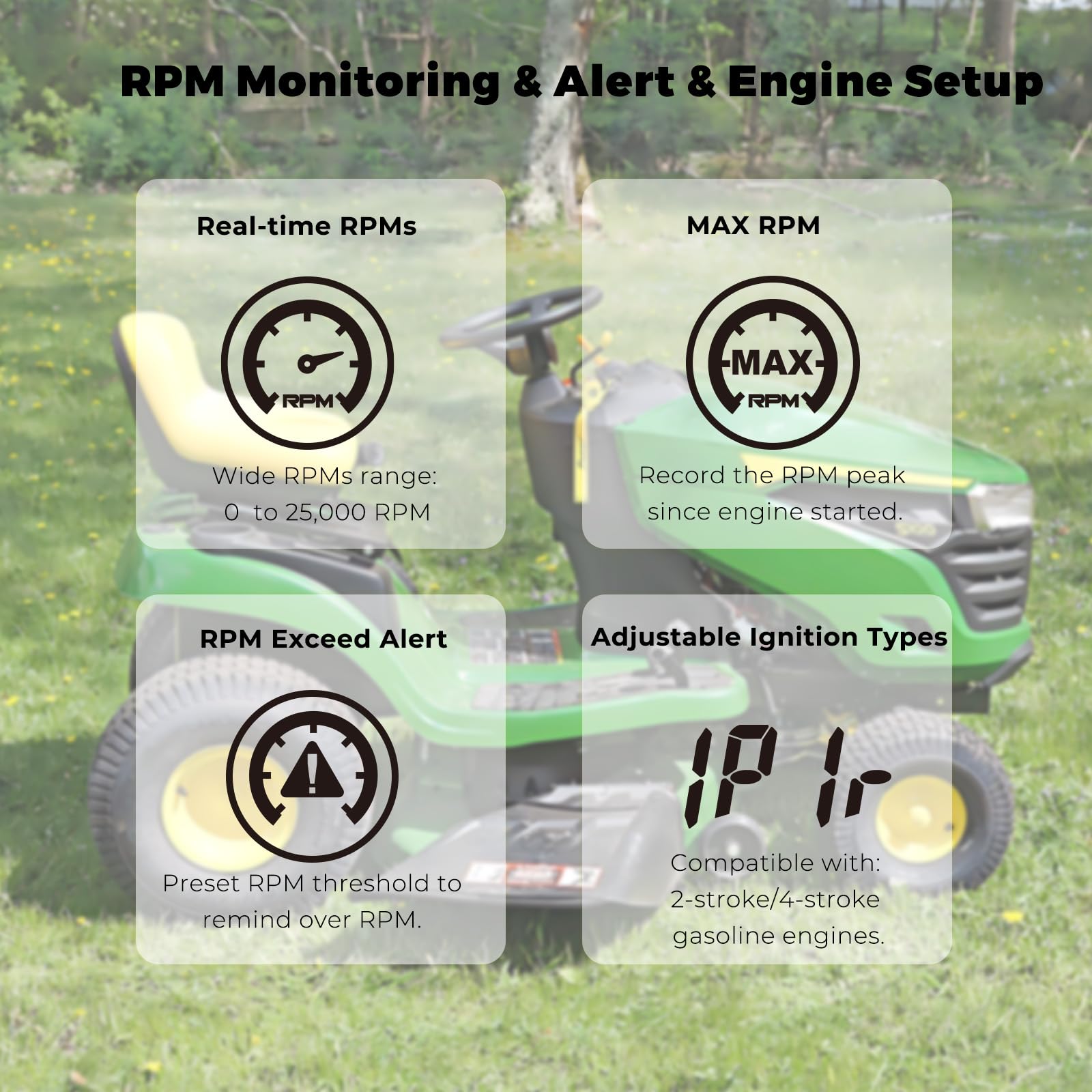 Runleader RL-HM011HA Contatore Ore e Tachimetro per Motori a Benzina – IP65 Impermeabile, Retroilluminato, per Tosaerba, Generatore, ATV, Moto d'Acqua