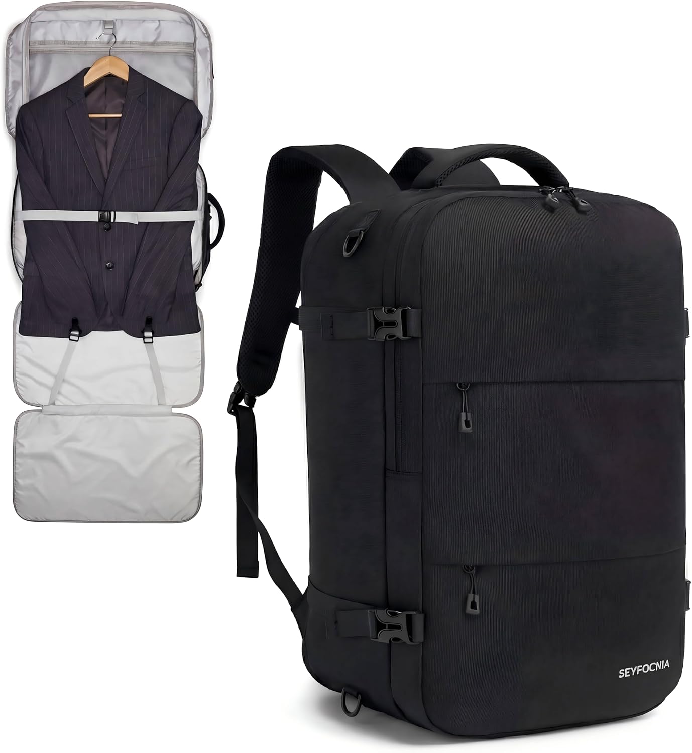 seyfocnia Convertible Travel Garment Bag, Large Travel Backpack for Men & Women, Business Laptop Backpack, Carry On Luggage, Personal Item Travel Bag Suit Bag With Multi-Pockets