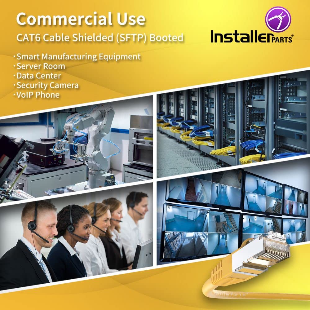 Installerparts câble Ethernet Cat6 Câble blindé (SSTP/SFTP) Gaine 6 Feet (10 Pack) Jaune