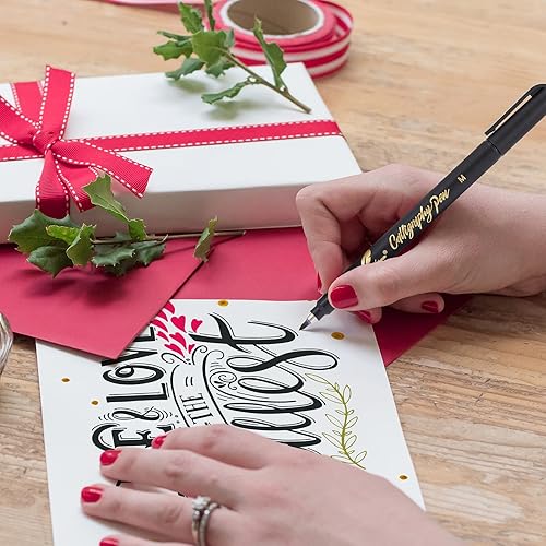 Miniatura 3 de Juego de caligrafía de 8 tamaños – Marcadores de caligrafía, bolígrafos de tinta de archivo negros para letras a mano, dibujo artístico y álbumes de