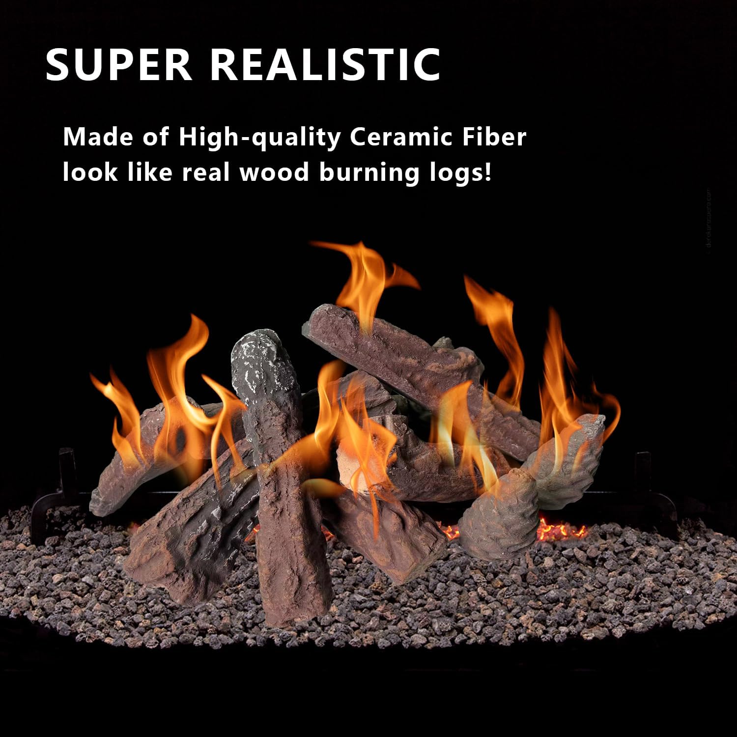 10pcs Ceramic Wood Logs, Small Gas Fireplace Logs for All Types of Indoor, Gas Inserts, Ventless & Vent Free, Ethanol, Electric, Propane or Outdoor Fireplaces & Fire Pits, Fireplace Accessories