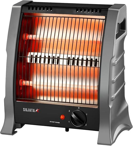 Sujata Room Heater for Bedroom, 2 Years Warranty, Heater for Room in Winter, 2-Rod Quartz Heat, 400W & 800W Selection, Tip-over Protectio...