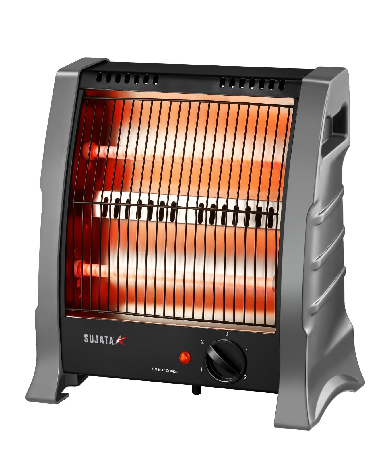 Sujata Room Heater for Bedroom | 2 Years Warranty | Heater for Room in Winter, 2-Rod Quartz Heat, 400W & 800W Selection Switch, Metal front grill, Cool Touch Body (SRH63- Black)-image-1