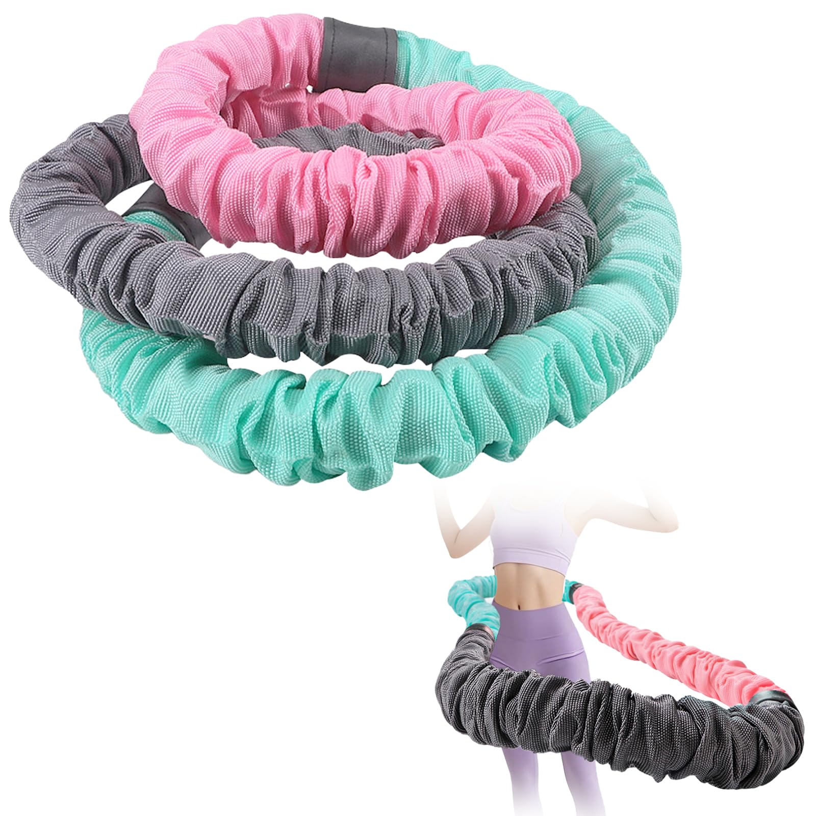 Hula Hoop per adulti, hula hoop con peso 1,5 kg, pieghevole, per bruciare i grassi