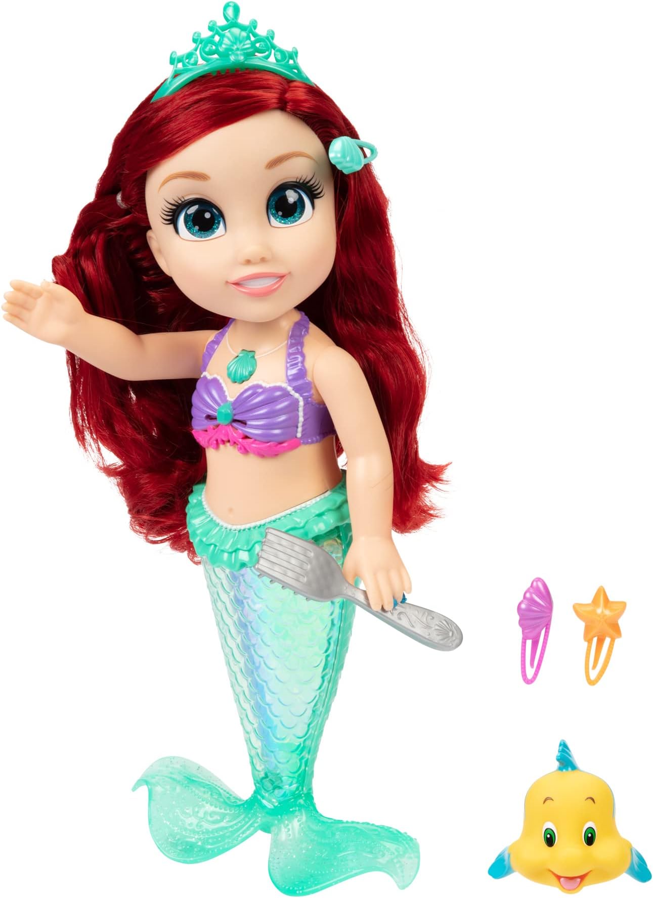 Ariel & Flounder - Singing Doll Ariel Sings Part of Your World - Tail Lights Up in & Out of Water