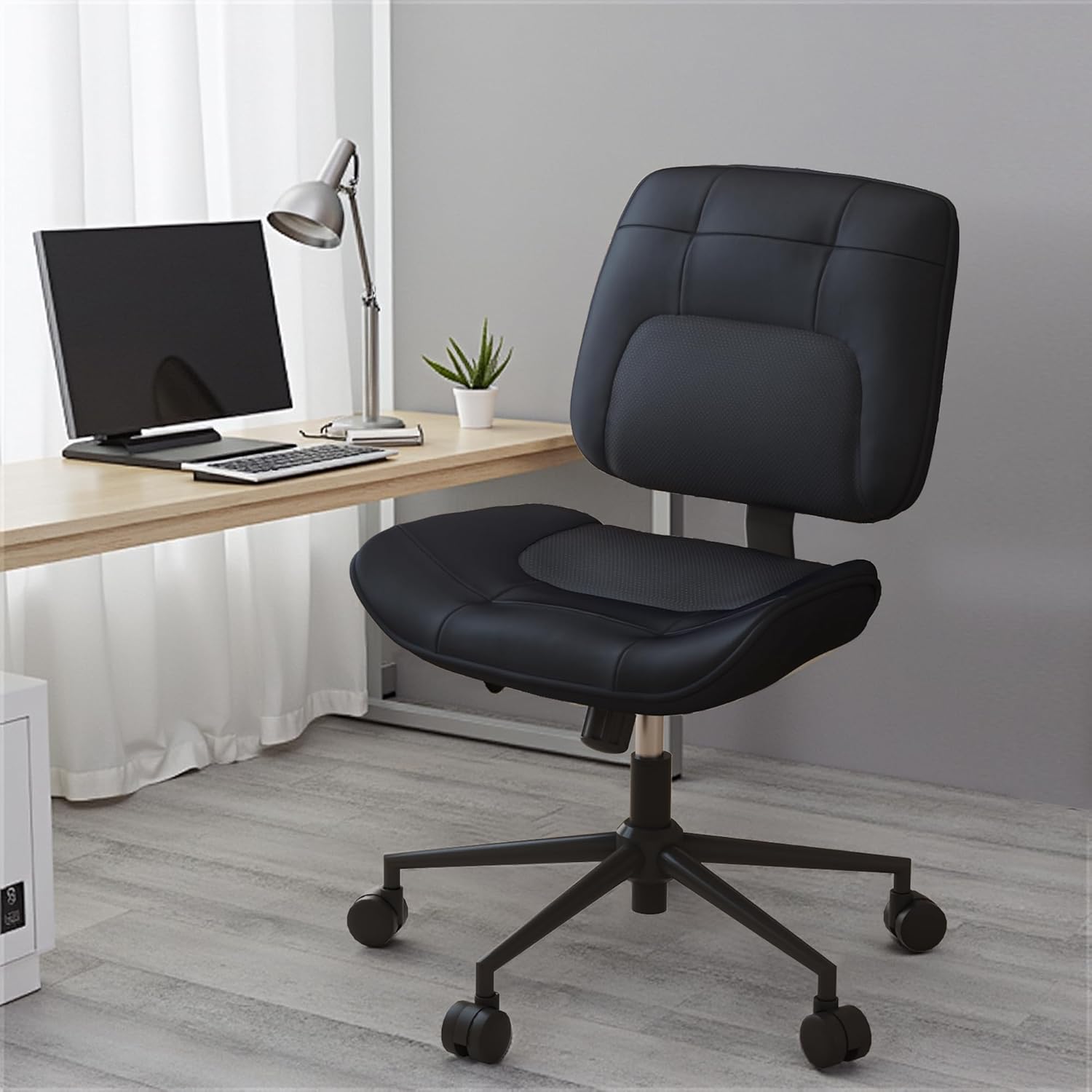 Armless Office Chair with Wheels, Adjustable Height Greece Ubuy