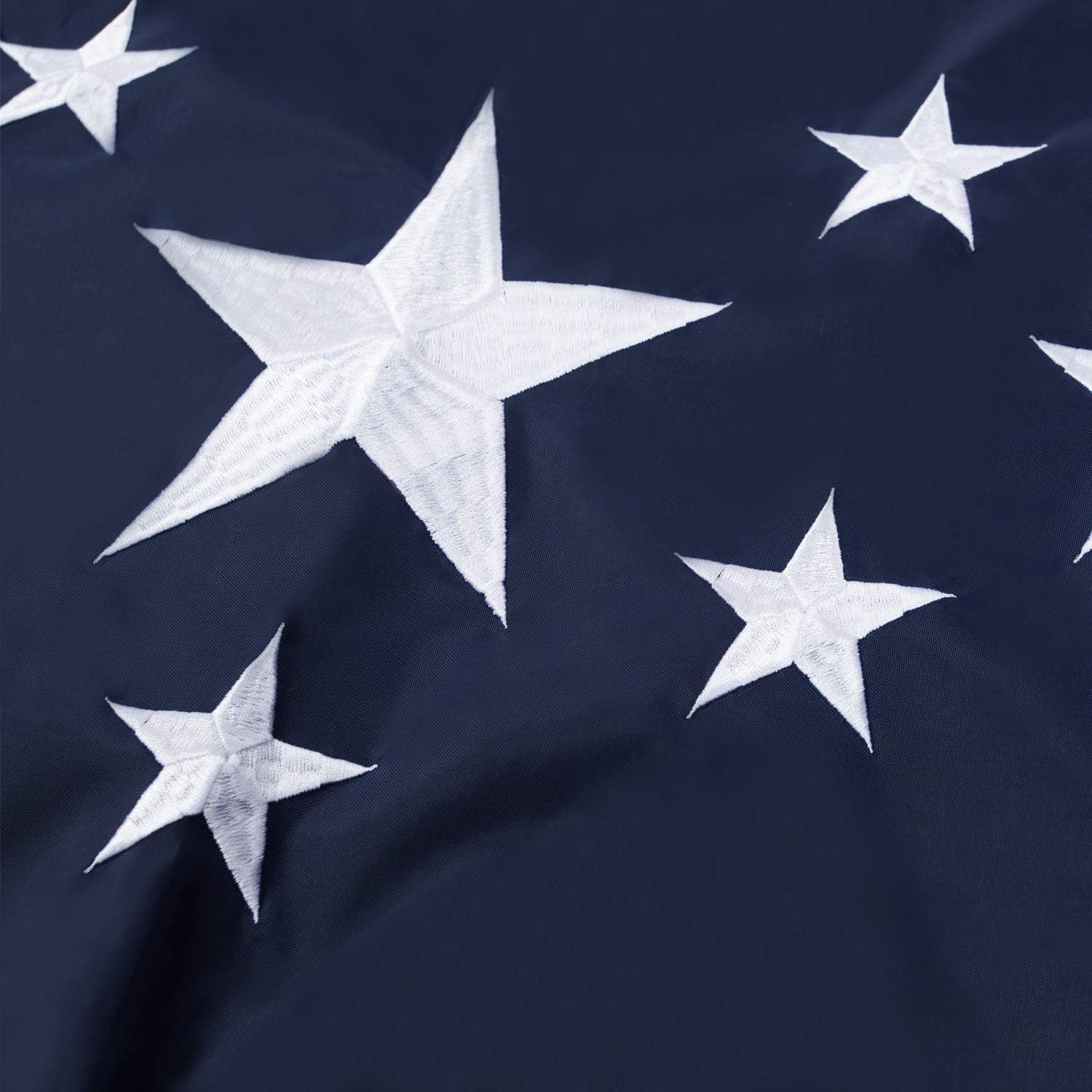 60" x 32" Americana USA Patriotic Nylon Bunting Flag, 2 Sided, Embroidered Stars, Grommets- July 4th American Flag for Outdoor Use- Americana Inside Outside Porch Rail or Window Decoration (2 Pack)