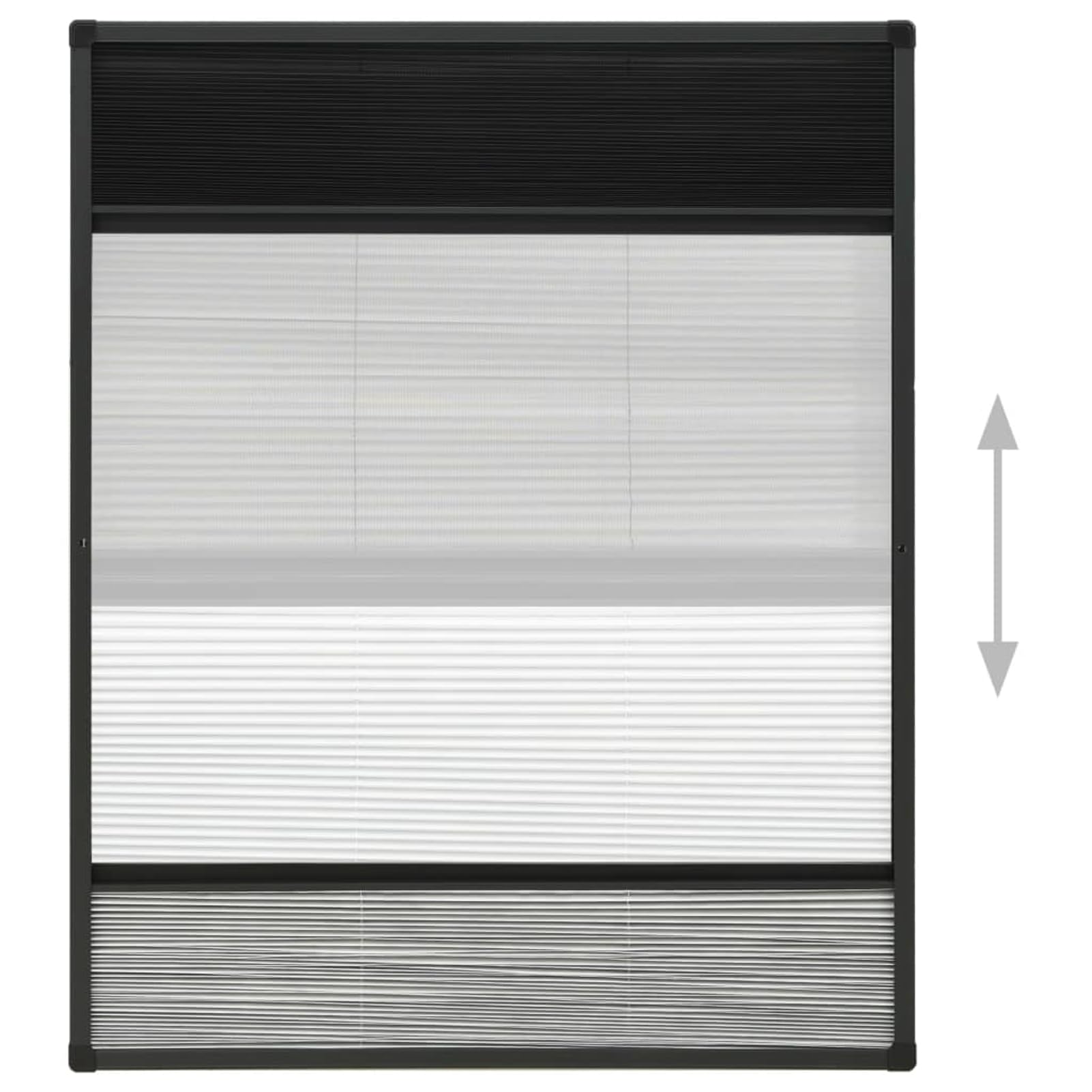 Anself Duo Insektenschutz-Plissee für Dachfenster, Fliegengitter mit PET-Jalousie, Alurahmen Anthrazit, 80x100 cm 148683