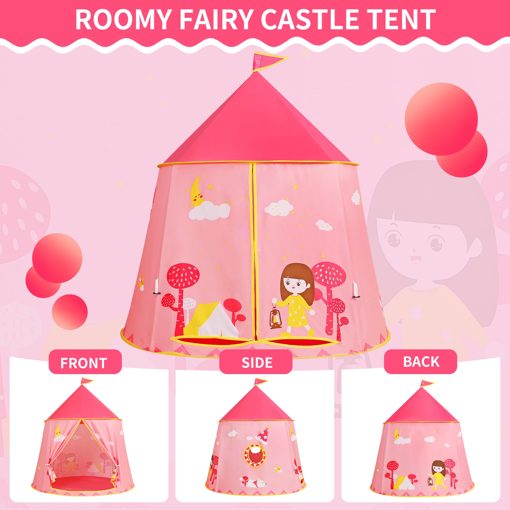 Tienda de campaña para niños pequeños, tienda de campaña de princesa, carpa de castillo, tienda de campaña india portátil, tienda de campaña Tippi, certificado EN71, casa de juegos para uso en