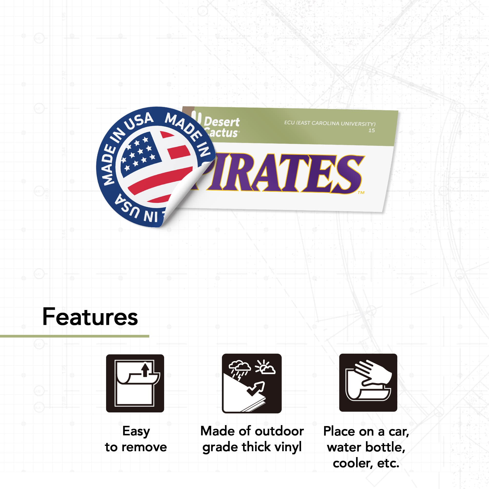East Carolina University (ECU) Sticker Decal Sheet - Licensed Vinyl For Laptop, Car, Water Bottle