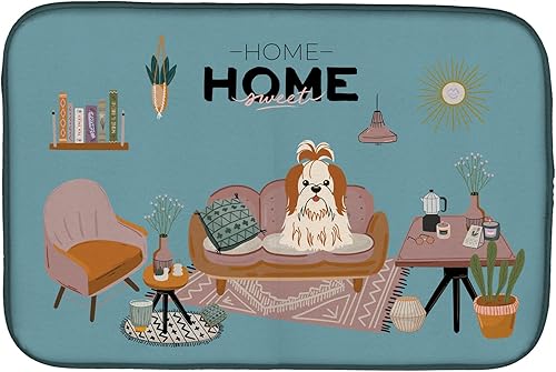 Miniatura 104 de Caroline's Treasures CK7824DDM - Tapete absorbente para secado de platos con diseño de bulldog inglés, rojo y blanco, para encimera de cocina, 14 x