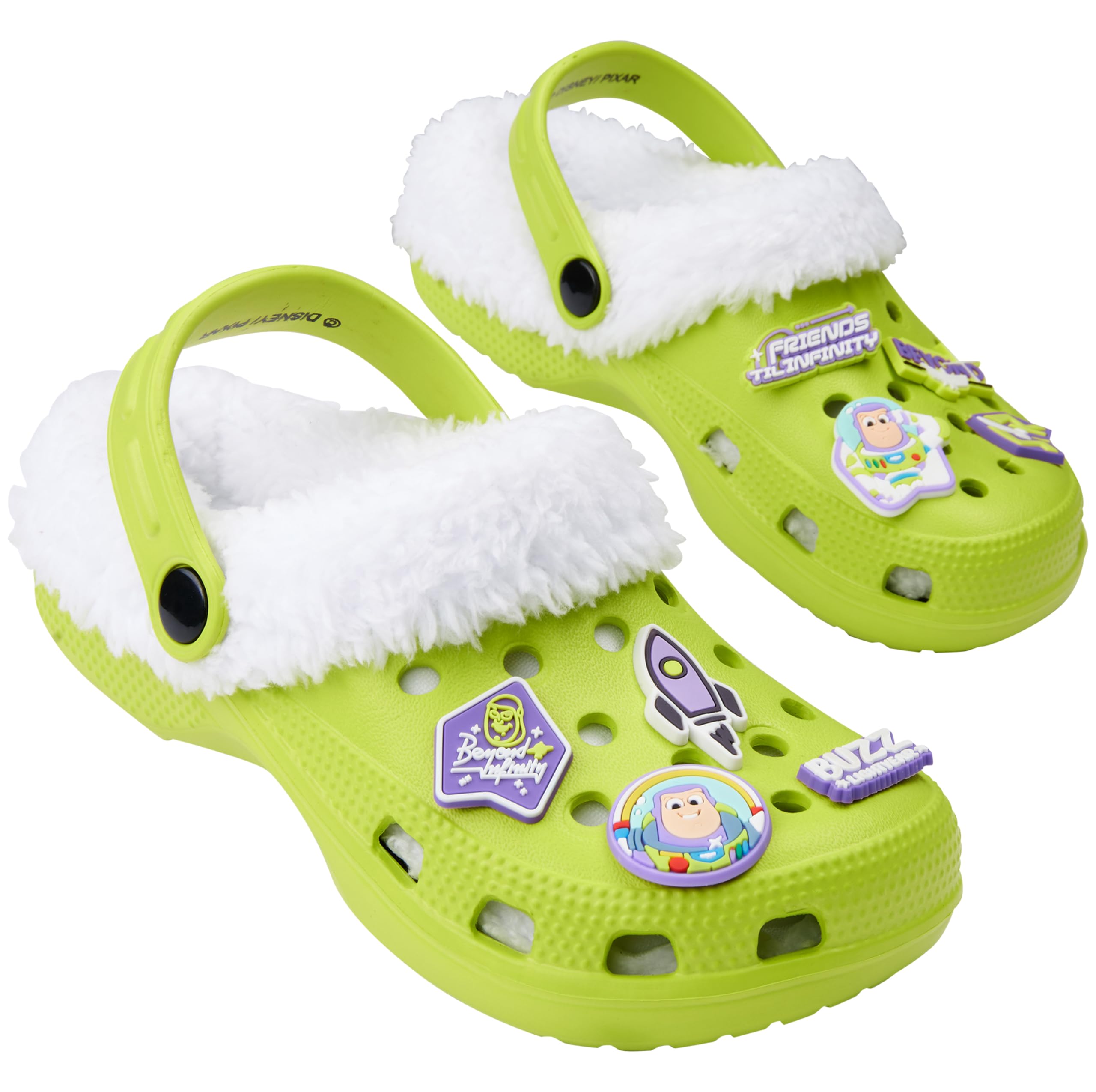 Disney Toy Story Buzz Lightyear Boys Winter Clogs Fleece Lining & Removable Charms, Kids Garden Shoes Slip On with StrapOEKO-TEX STANDARD 100