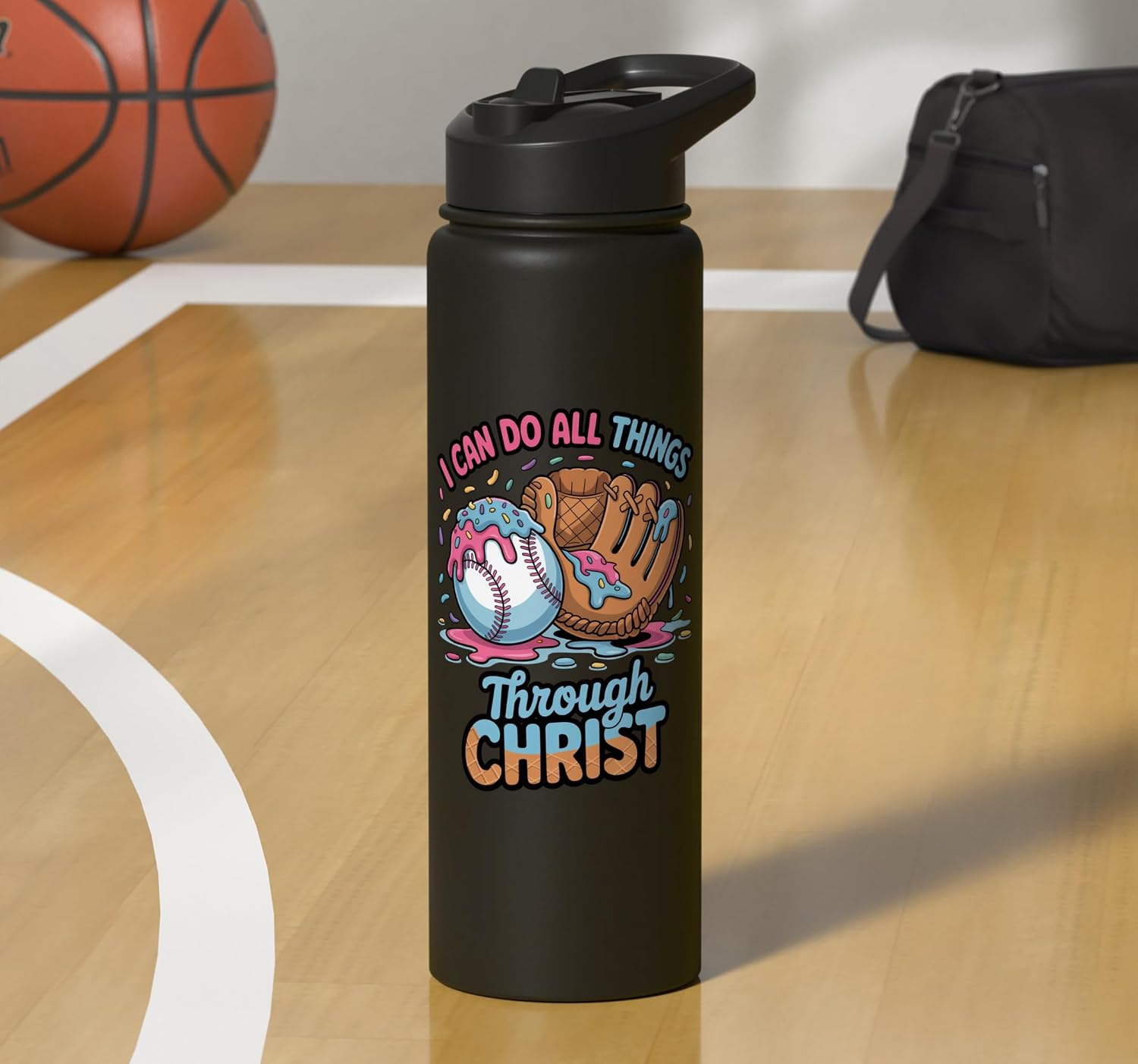 Christian Baseball Drip Water Bottle Boys Ice Cream Stuff Stainless Steel Insulated Water Bottle
