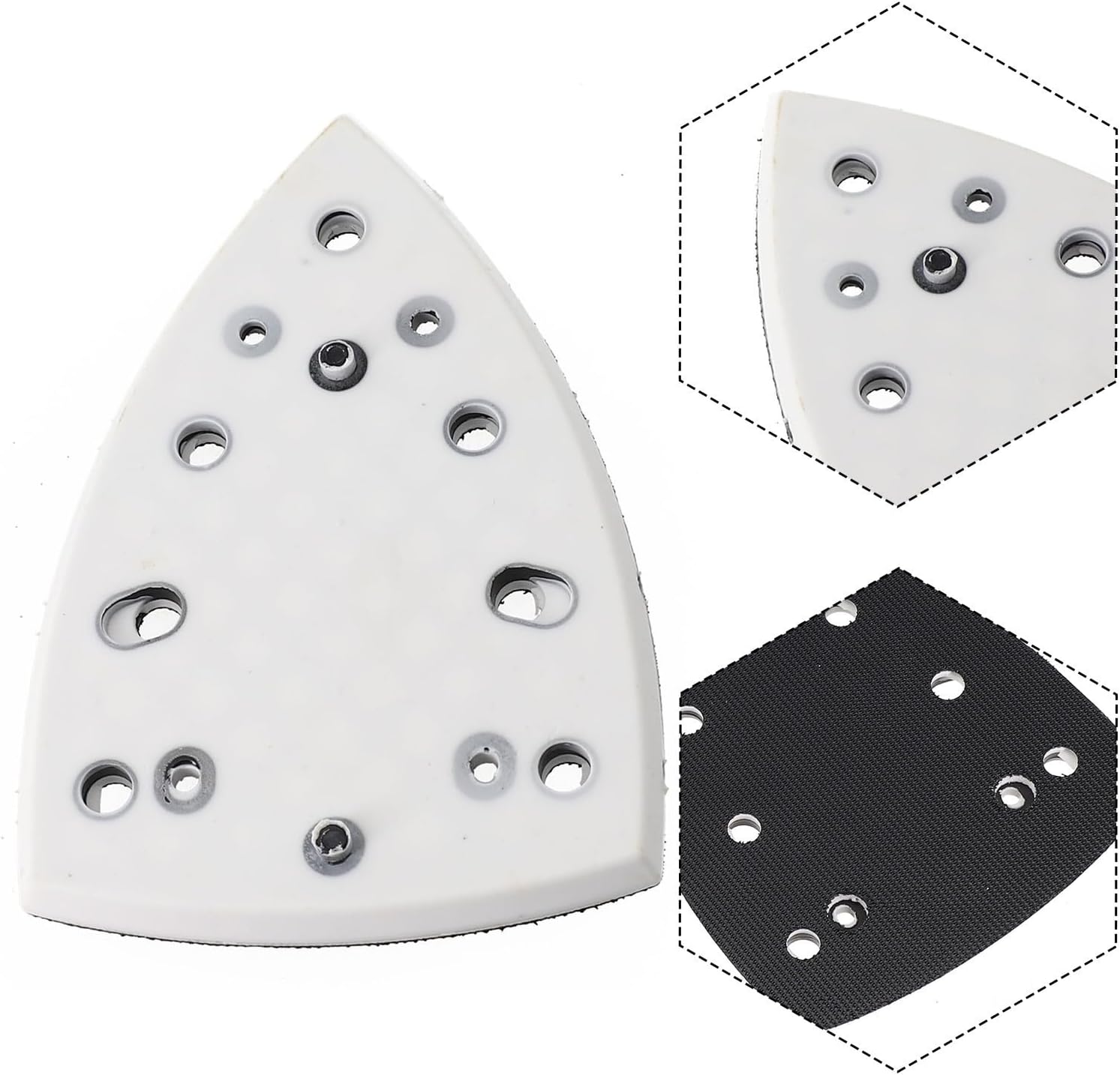 Triangular Sanding Pad Replacement 148x98mm PU Foam Nylon Backing Plate with 7 Holes for DTS 400 DS400 REQ Detail Sander Accessory