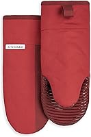 KitchenAid Beacon Two-Tone Non-Slip Oven Mitts Set, Passion Red/Bordeaux - Heat-Resistant Cotton, Secure Silicone Grip, 2-Pack 13 Inch