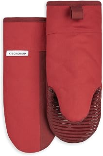 KitchenAid Beacon Two-Tone Non-Slip Oven Mitts Set, Passion Red/Bordeaux - Heat-Resistant Cotton, Secure Silicone Grip, 2-Pack 13 Inch