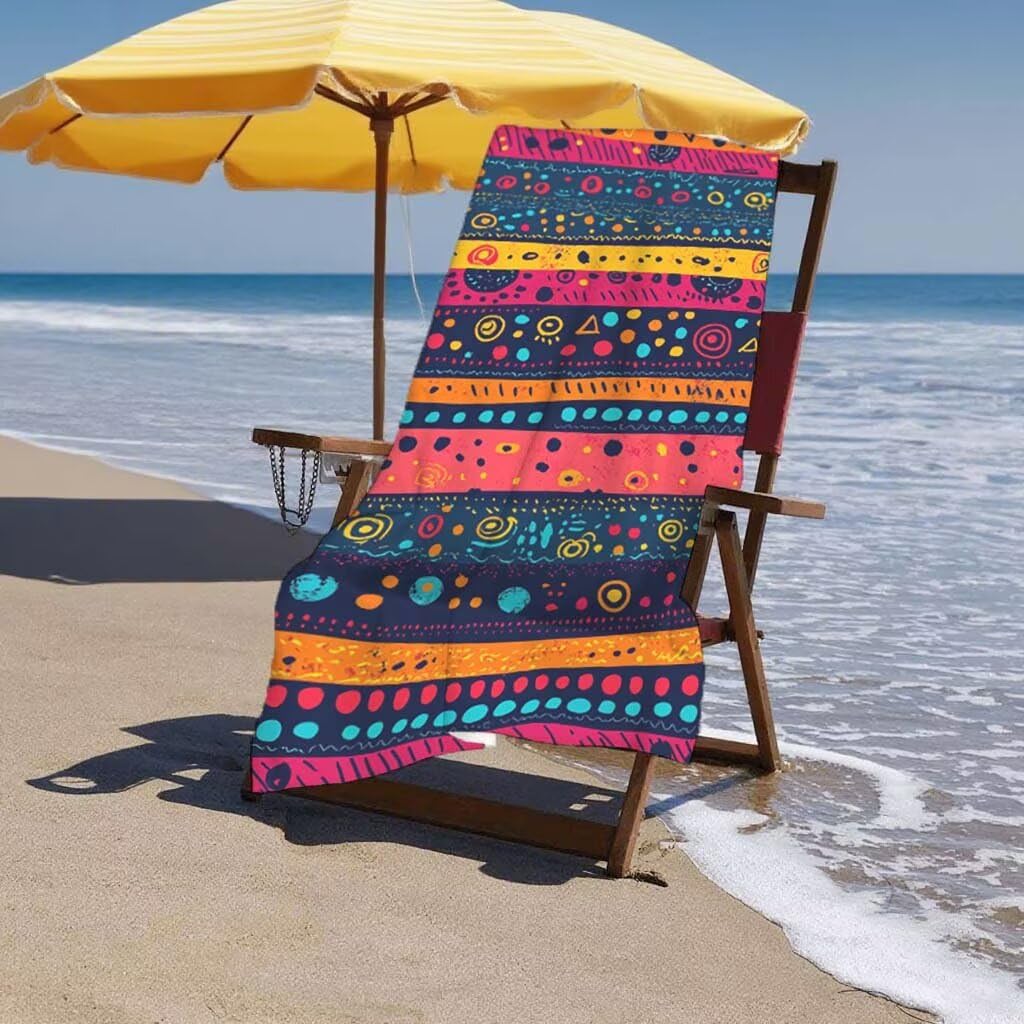 Toalla de Playa Grande 220x100cm/35x70cm, Juego de 2 Toalla Microfibra XXL de Antiarena, Toallas Playa Suave Ligera, Absorbente Secado Rápido, Beach Towel Viaje Yoga, Regalo Mujer Hombre (India) G-40