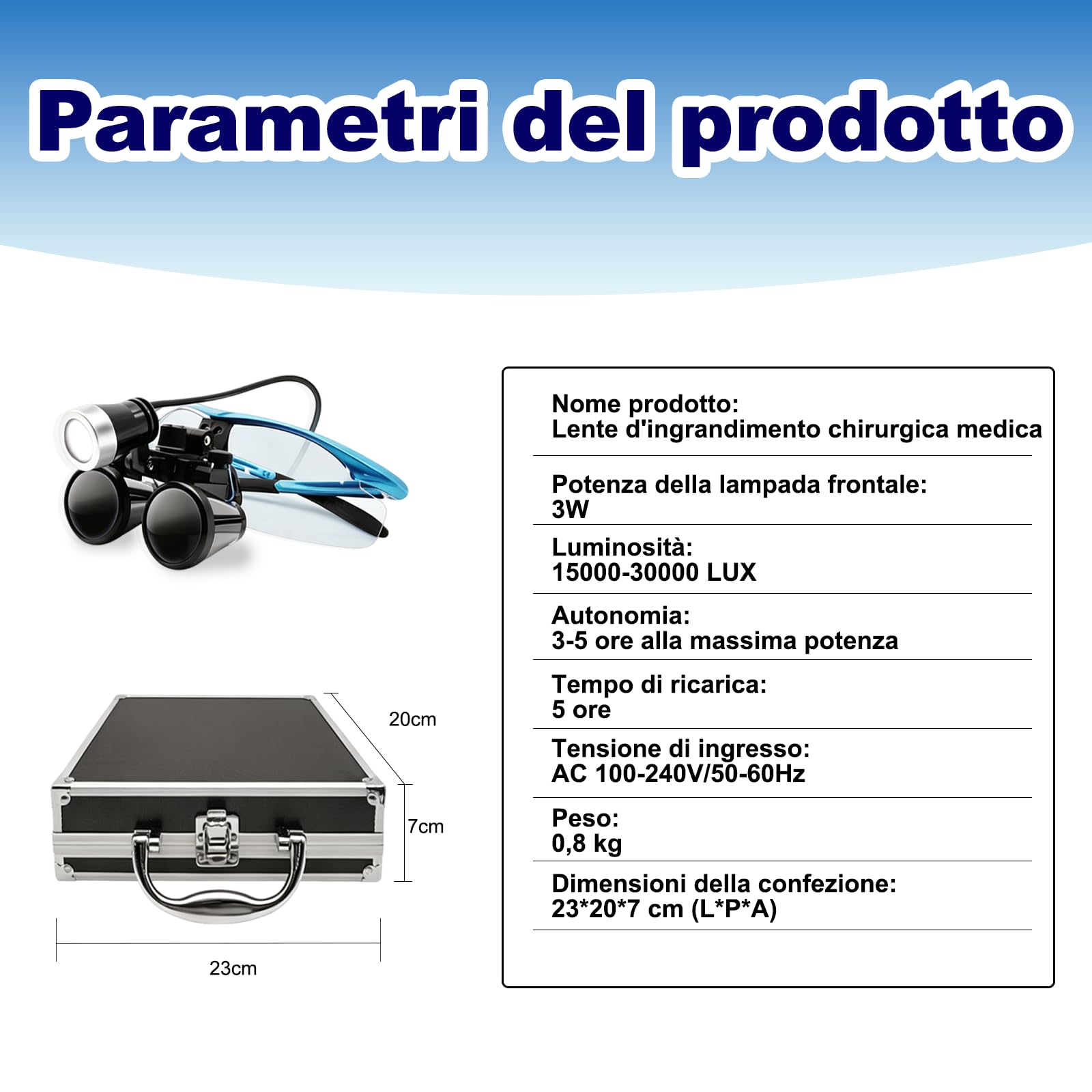Lente d'ingrandimento binoculare Falenia Dental 2.5X/3.5X, adatta a qualsiasi tipo di intervento chirurgico.