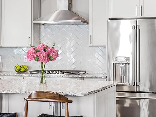 Miniatura 4 de ZYTUYO 4 hortensias artificiales de látex rosas de 20 pulgadas, flores artificiales de seda de tacto real con tallos de hojas verdes, ramo para