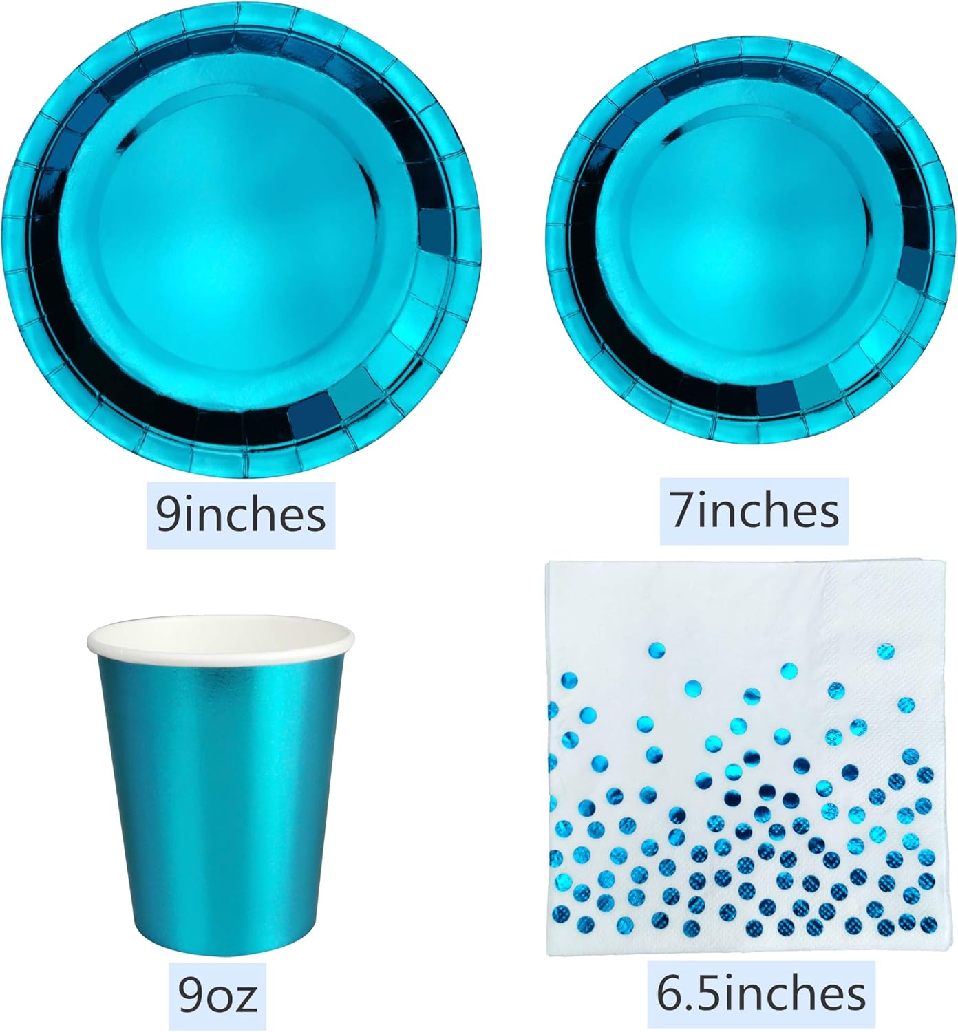 Blue Birthday Party Decorations Party Supplies Heavy Duty Disposable Metallic Blue Paper Plates and Napkins Dinnerware Set for Halloween,Baby Shower,Wedding-125PCS : Home & Kitchen
