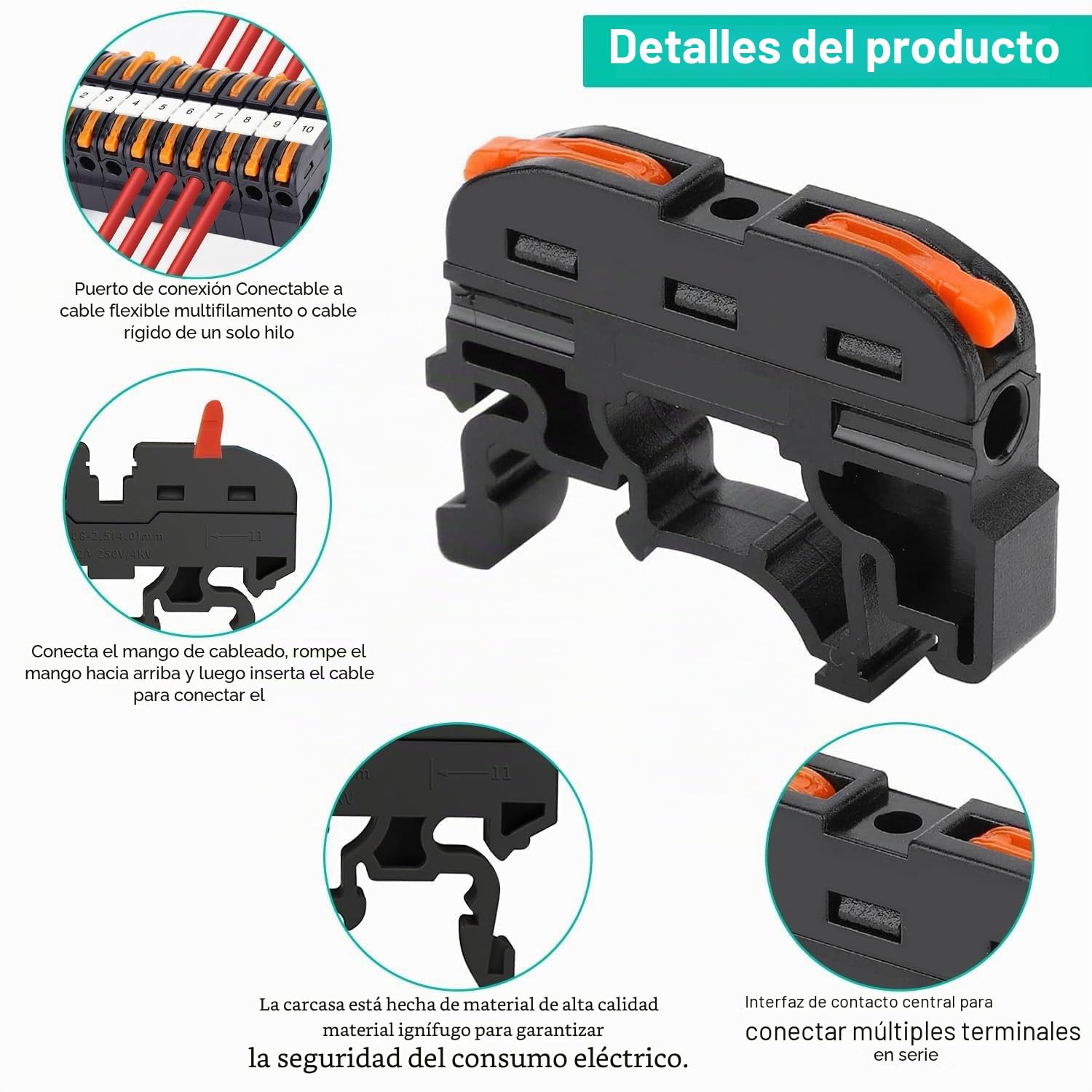 60 Piezas Conectores Electricos Rapidos Carril Din, Empalmes Cables Electricos, PCT-211 Bornas de Conexion Electrica, Terminales Electricos, Clemas Electricas Rapidas, para Cableado Rápido
