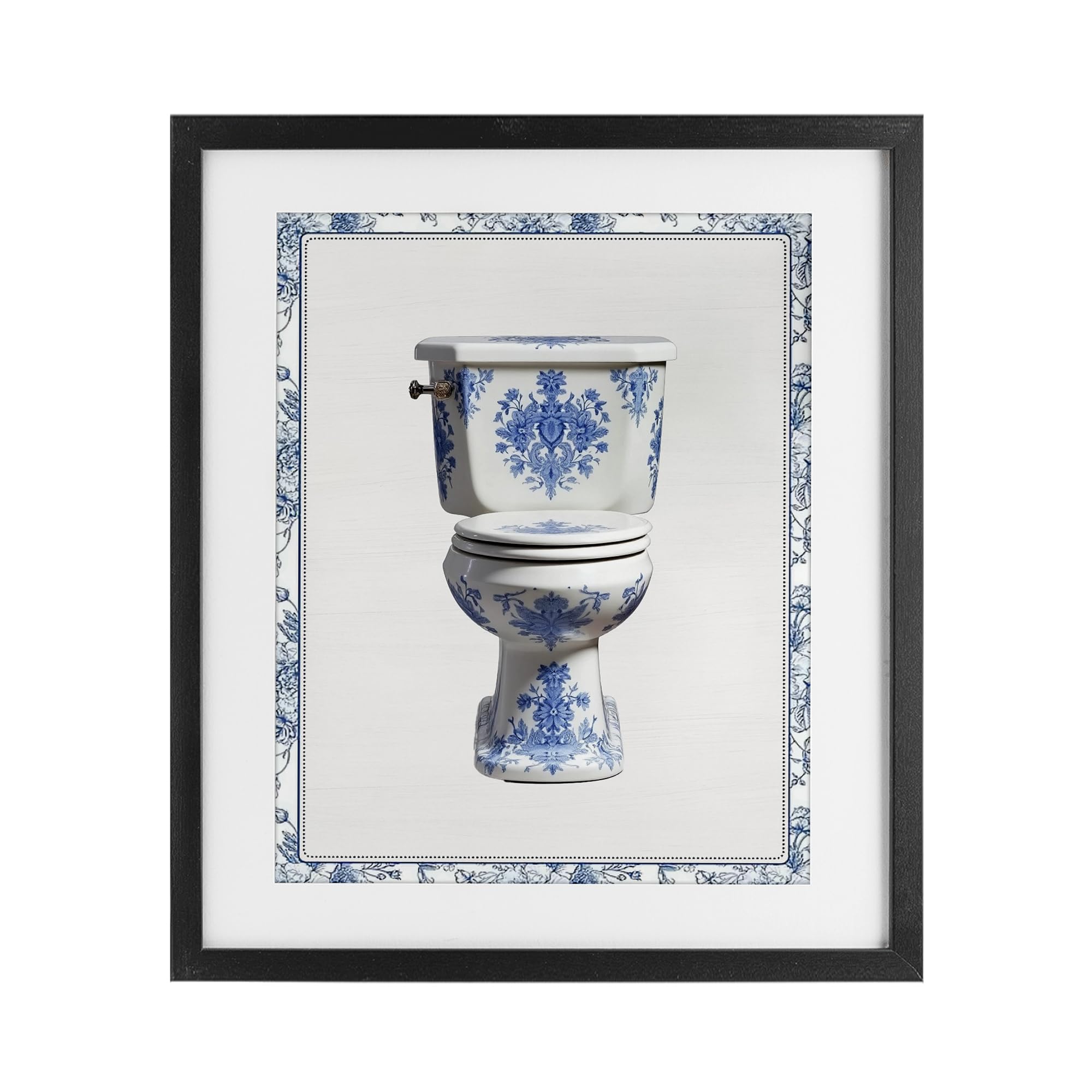 'Vintage Chinoiserie Toilet'| Framed Print Under Glass