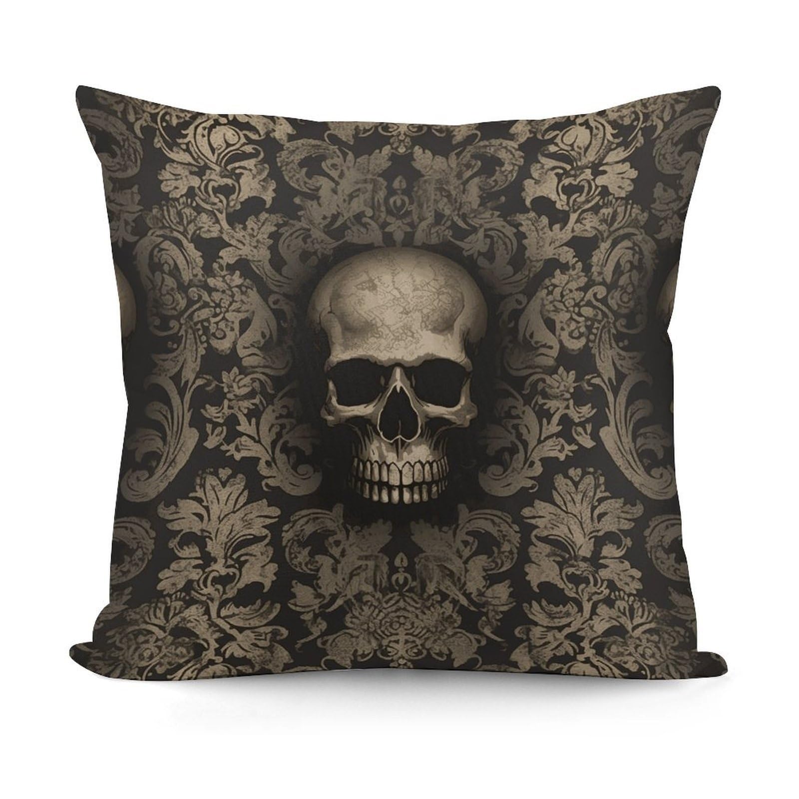JTREHY Gothic Wallpaper Skull Pillow Covers Decorative Throw Pillow Covers Soft Decor Couch Cushion Case Modern Square Pillow Cases Summer Pillow Cover for Sofa Living Room 18x18 in