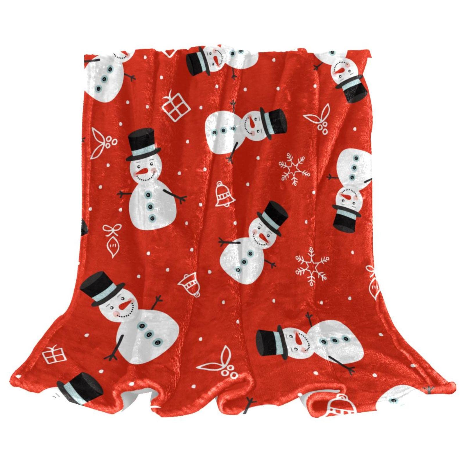 Jeté de lit en polaire motif bonhomme de neige idée cadeau canapé