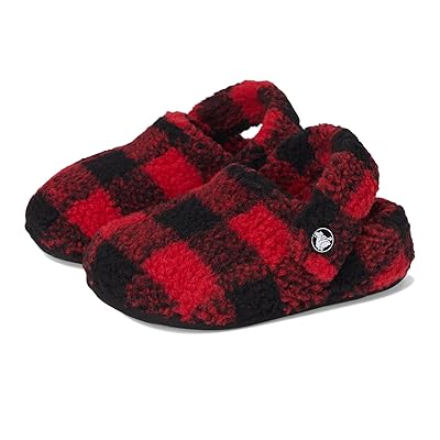 Crocs Kids Classic Cozzzy Slippers (Toddler) Kids Shoes Buffalo Plaid/Black/Varsity Red