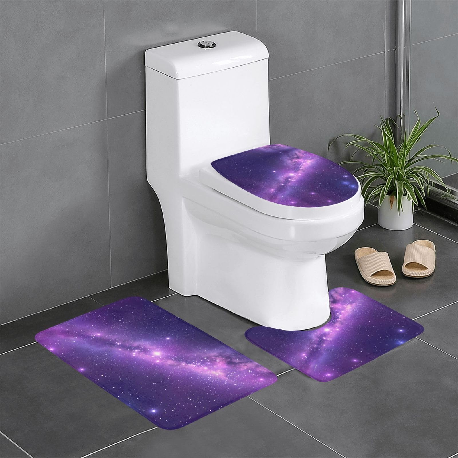 Tapis de salle de bain antidérapants WHJDPP lot de 3 rectangle U O violet