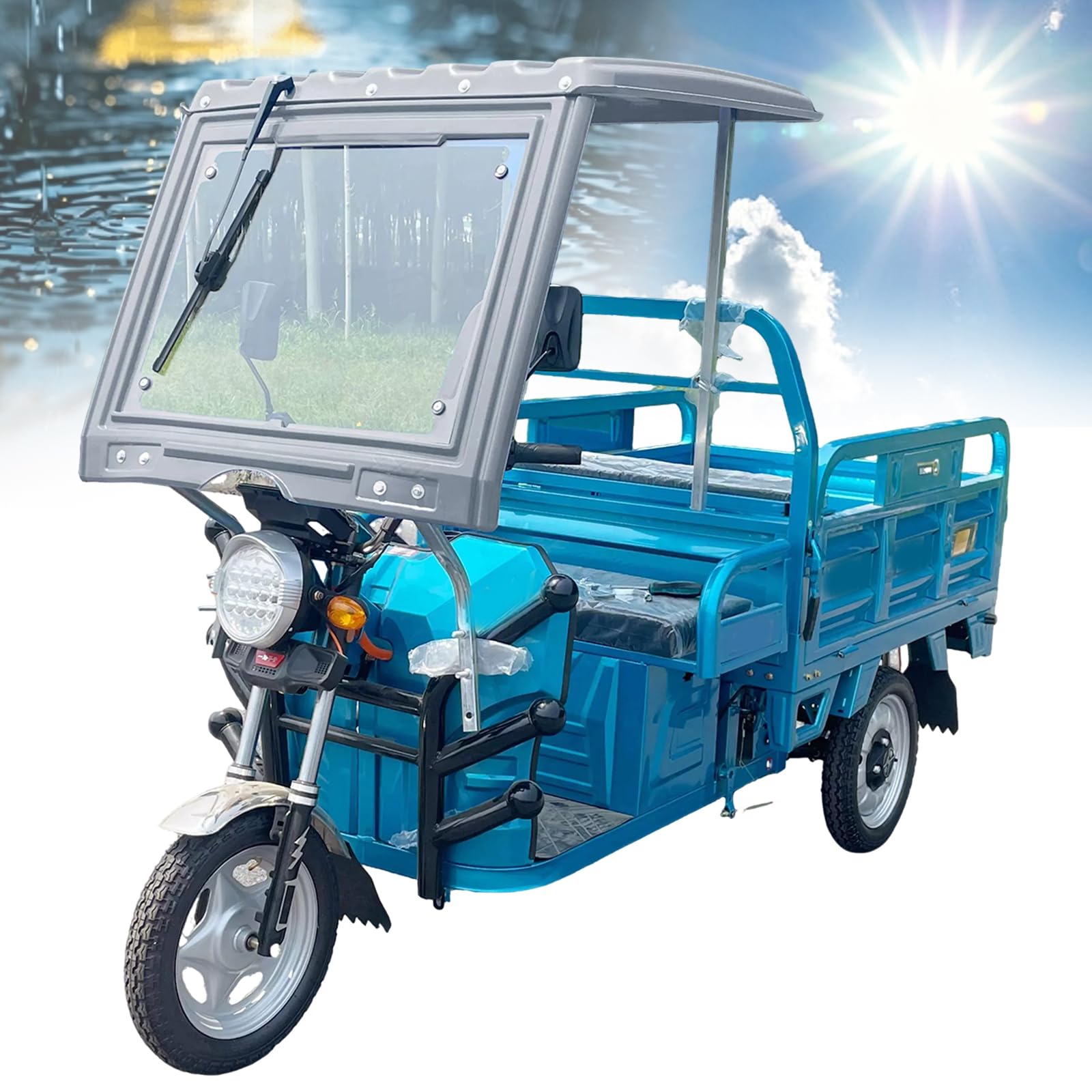 VILA SMO Heavy Duty Electric Tricycle Cover, Three-Wheeler Cab Awning, with Trike Windshield, All-Season, for Windproof and Rainproof, Accessories Fit for Various 3 Wheel Bike Types