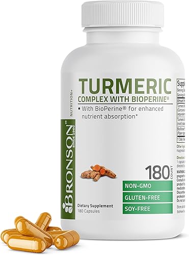 Vista 9 de Curcumina de cúrcuma con BioPerine – Soporte articular de alta potencia premium con 95% curcuminoides estandarizados – Cápsulas sin OMG con pimienta