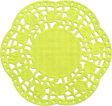 250 Pcs Fluorescent Yellow Paper Doilies, 4.5 Inch Round Decorative Lace Placemats, Disposable Colored Paper Doilies for Tables, Crafts, Wedding Party and Tableware Decoration