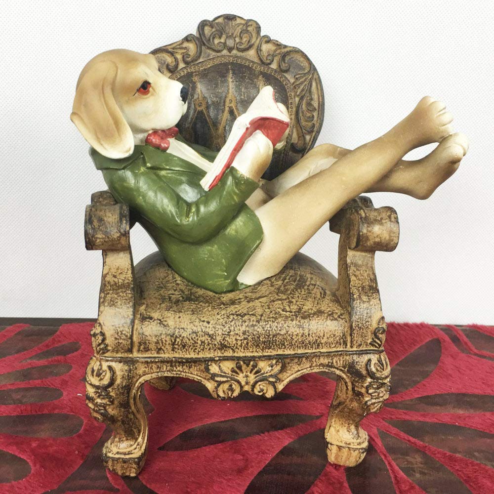 Idée cadeau statue chien lecture, belle petite figurine artistique pour couples