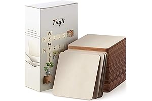 Fuyit 5 Inch Wood Squares, Unfinished Blank Natural Wood