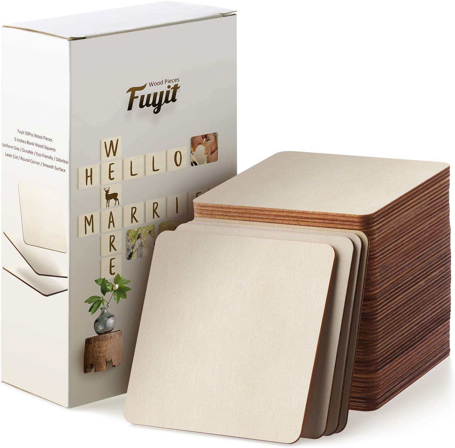 ilauke Scrabble Tiles for Crafts & 5x5 Blank Wood Square