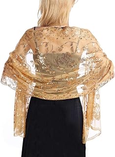 Sequin Shawls and Wraps for Evening Dresses 1920s Lace Scarf Wedding Spakle Cape Cover Up Wedding Accessories