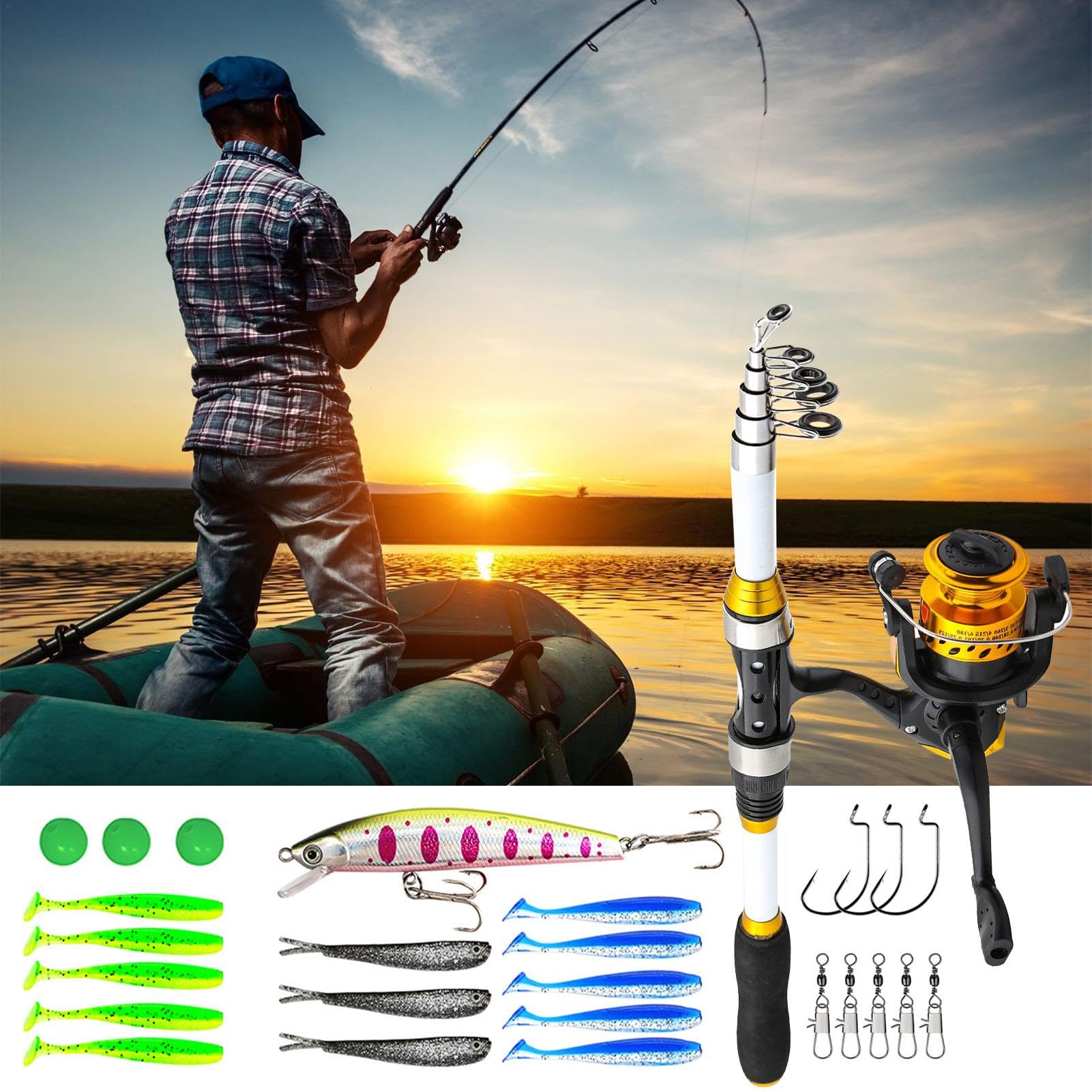 Combo De Cañas Y Carretes De Pesca Equipo Telescópico Con Bolsa De