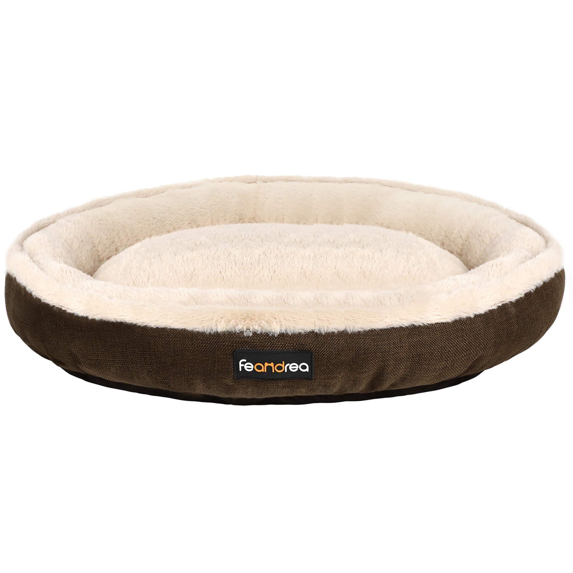 Feandrea Sofá de Perro, Cama de Gato, Diámetro de 75 cm, Marrón PGW075C01