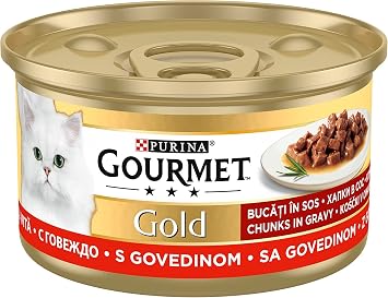 Gourmet Gold Parça Etli Sığır Etli Yaş Kedi Maması (24 x 85 gr)