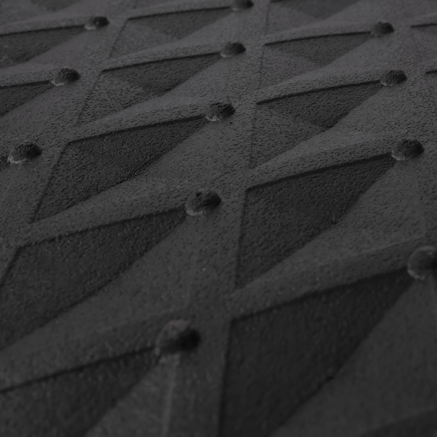 CAR PASS Black Rubber Car Mats, All-Weather Floor Mats Full Set Durable Anti-Slip 3D Rhombus Waterproof Automotive Pad Trim to Fit Liner Universal Fit for Sedan SUV Truck Van, 4 Pcs All Black Rubber